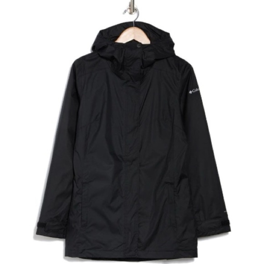 NWOT Columbia Black Windbreaker Jacket Hooded Zip Up Nylon
